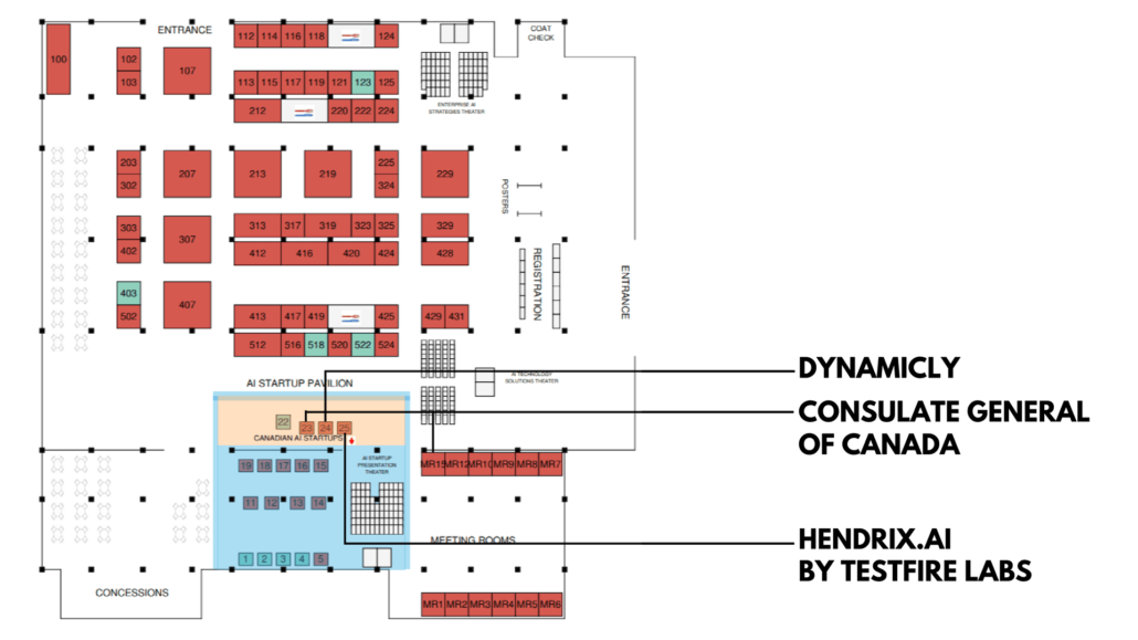 Where are Canadian delegates located on the floor plan?