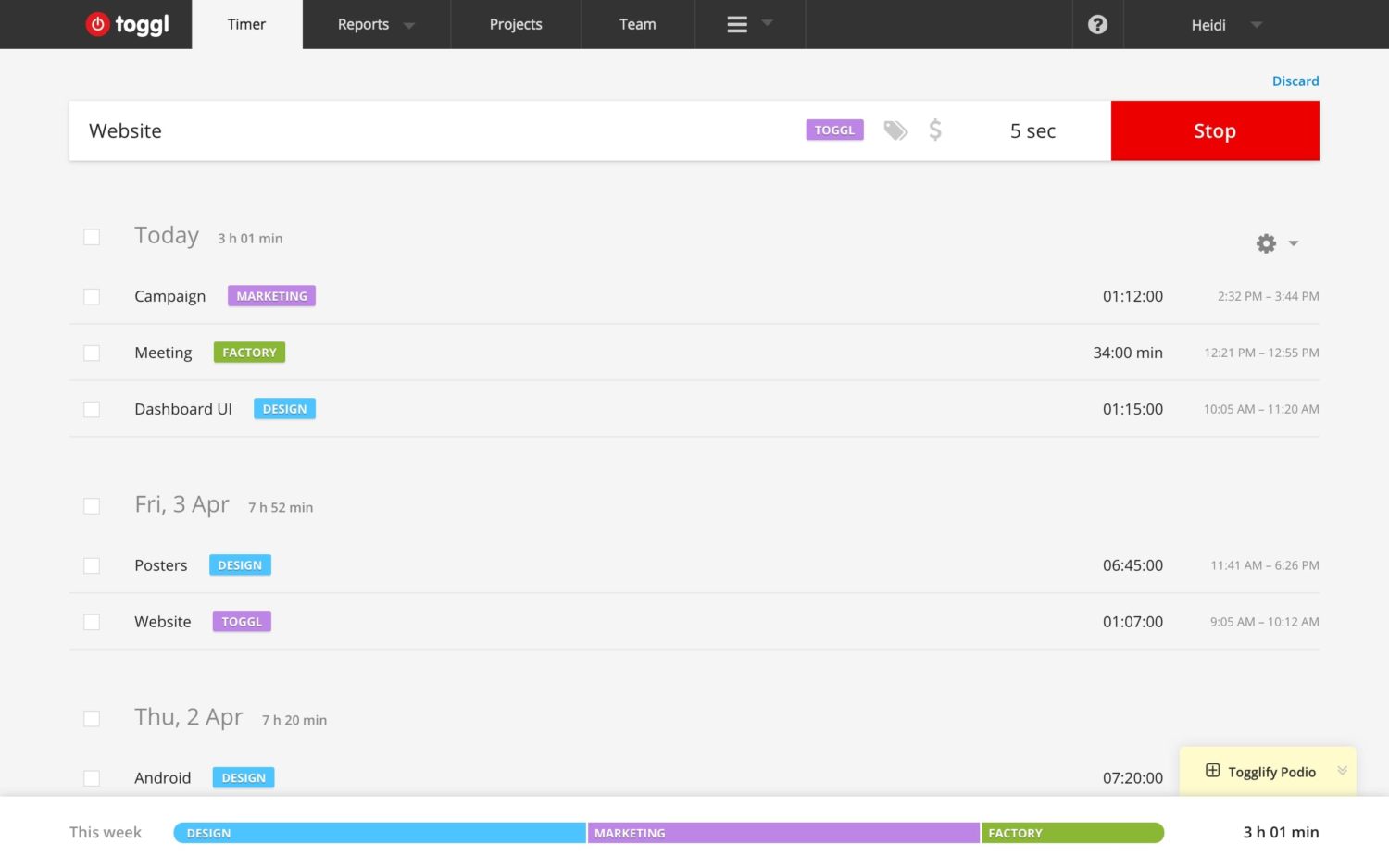 Toggl Time Tracking for SR&ED